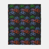 Bright Bicycles Patroon op zwart Fleece Deken (Voorkant)