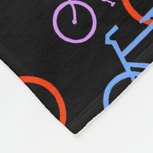 Bright Bicycles Patroon op zwart Fleece Deken (Hoek)