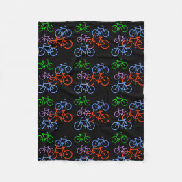 Bright Bicycles Patroon op zwart Fleece Deken