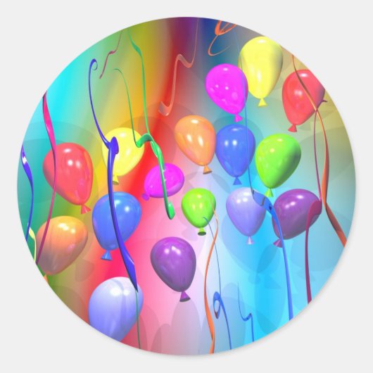 Bright Birthday-ballonnen Ronde Sticker (Voorkant)