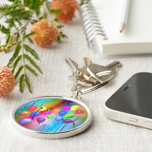 Bright Birthday-ballonnen Sleutelhanger (Zijkant)