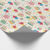 Bright Birthday Cakes and Balloons Wrapping Paper Cadeaupapier (Hoek)