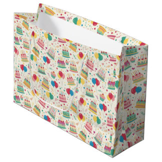 Bright Birthday Cakes and Balloons Wrapping Paper Groot Cadeauzakje