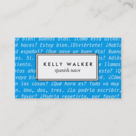 Bright blauwe typografie van de Spaanse taal Visitekaartje