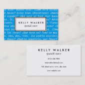 Bright blauwe typografie van de Spaanse taal Visitekaartje (Voorkant / Achterkant)