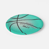 Bright Blauwgroen Blauw Basketbal Happy Birthday N Papieren Bordje (Gekanteld)