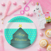Bright Blauwgroen Strand Kerstthema Papieren Bordje (Feest)