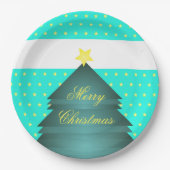 Bright Blauwgroen Strand Kerstthema Papieren Bordje (Voorkant)