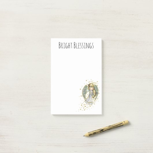 Bright Blessings Schattige Angel Sticky Post-its Post-it® Notes (Op bureau)
