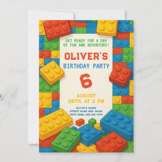 Bright Block Party – Сolorful Verjaardag Kaart (Voorkant)