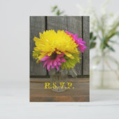 Bright bloemen en Barnwood Wedding RSVP (Staand voorkant)