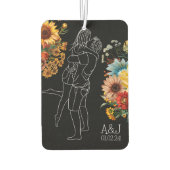 Bright Bloemen Paar Gift Jubileum Initiaal Auto Luchtverfrisser (Achterkant)