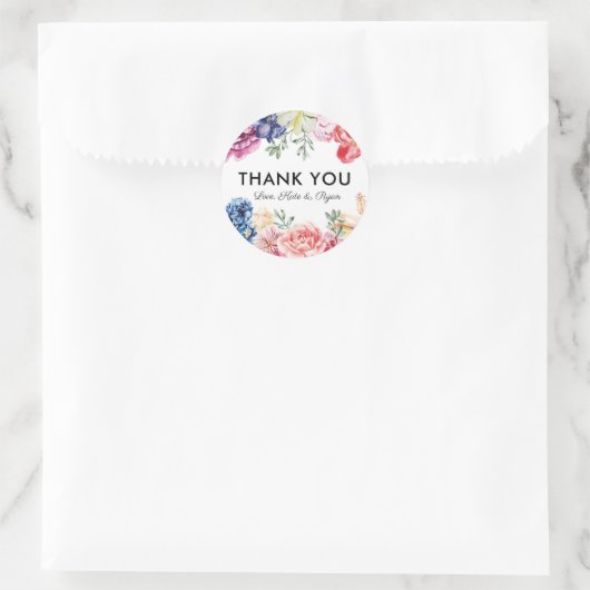 Bright bloemenbruiloft dank u stickers (Tas)