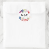 Bright bloemenbruiloft monogram stickers (Tas)