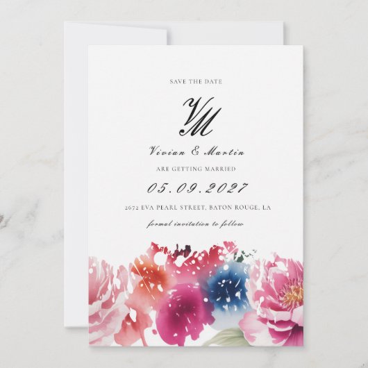 Bright Bloom Blossom Sla de datum op Kaart (Voorkant)