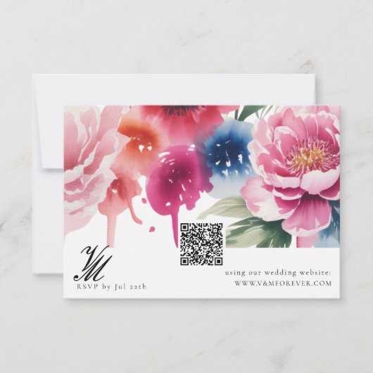 Bright Bloom Blossom Wedding QR code RSVP kaarten Kaartje (Voorkant)
