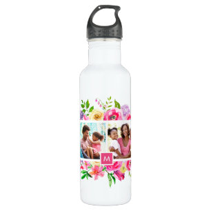 Bright Bloomen 4 Fotocollage monogrammen Waterfles