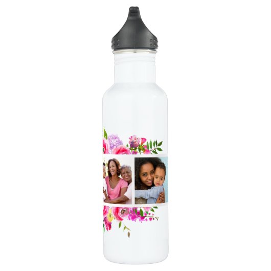 Bright Bloomen 4 Fotocollage monogrammen Waterfles (Rechts)