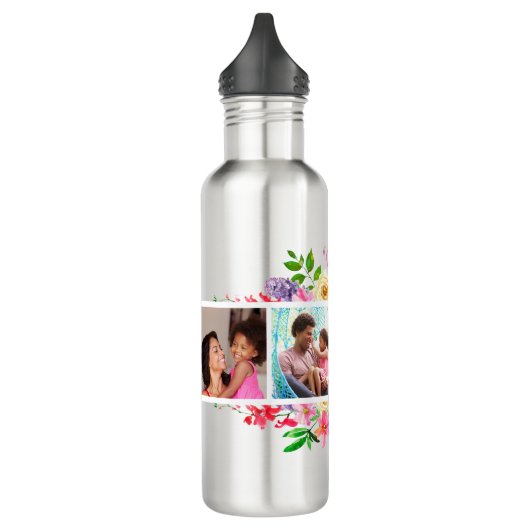 Bright Bloomen 4 Fotocollage monogrammen Waterfles (Links)