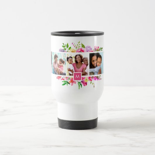 Bright Bloomen 5 Fotocollage monogrammen Reisbeker (Center)