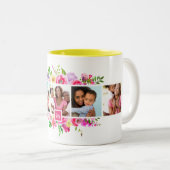 Bright Bloomen 5 Fotocollage monogrammen Tweekleurige Koffiemok (Voorkant rechts)