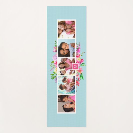 Bright Bloomen 5 Fotocollage monogrammen Yogamat (Voorkant)