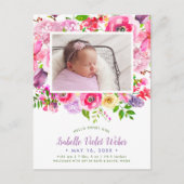 Bright Blooms Foto Geboorte Aankondiging Briefkaar (Voorkant)