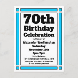 Bright Blue 70th Birthday Invitation Briefkaart