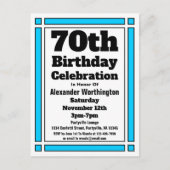 Bright Blue 70th Birthday Invitation Briefkaart (Voorkant)