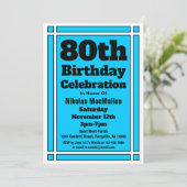 Bright Blue 80th Birthday Kaart (Staand voorkant)
