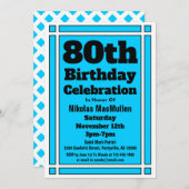 Bright Blue 80th Birthday Kaart (Voorkant / Achterkant)