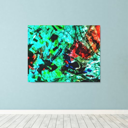 Bright blue abstract Stretched Canvas Print,Bright (Insitu (Houten vloer))