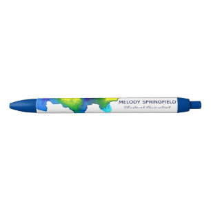 Bright Blue Abstract Waterverf aangepaste marketin Zwarte Inkt Pen