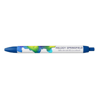 Bright Blue Abstracte Waterverf Custom Marketing Zwarte Inkt Pen