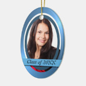 Bright Blue Afstuderen fotosjabloon Keramisch Ornament (Links)