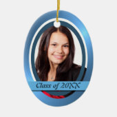 Bright Blue Afstuderen fotosjabloon Keramisch Ornament (Voorkant)