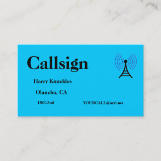Bright Blue Amateur Radio Call Sign Visitekaartje