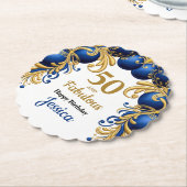 Bright Blue and Flat Gold Birthday Party Kartonnen Onderzetters (Gekanteld)