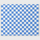 Bright Blue and White Checkerboard Tegel Cadeaupapier (Vlak)