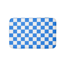 Bright Blue and White Checkers Badmat