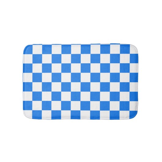 Bright Blue and White Checkers Badmat (Voorkant)