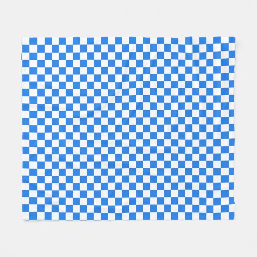 Bright Blue and White Checkers Fleece Deken (Voorkant (Horizontaal))
