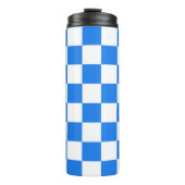 Bright Blue and White Checkers Thermosbeker (Voorkant)