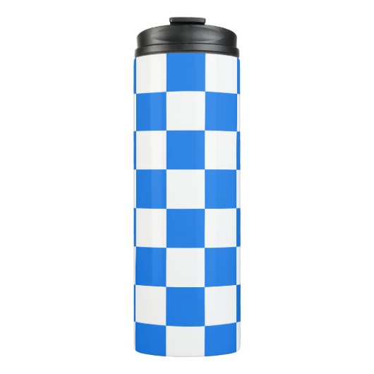 Bright Blue and White Checkers Thermosbeker (Voorkant)