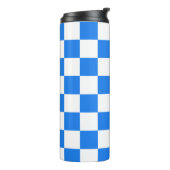 Bright Blue and White Checkers Thermosbeker (Gedraaid links)