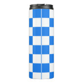 Bright Blue and White Checkers Thermosbeker (Achterkant)