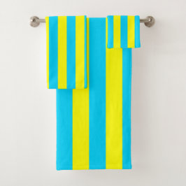 Bright Blue and Yellow Stripes  Bad Handdoek