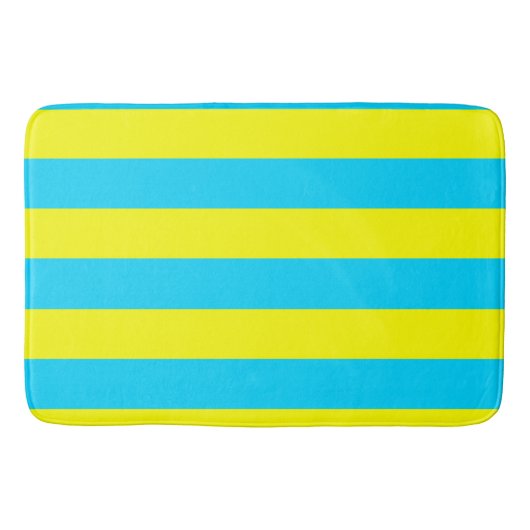 Bright Blue and Yellow Stripes  Badmat (Voorkant)