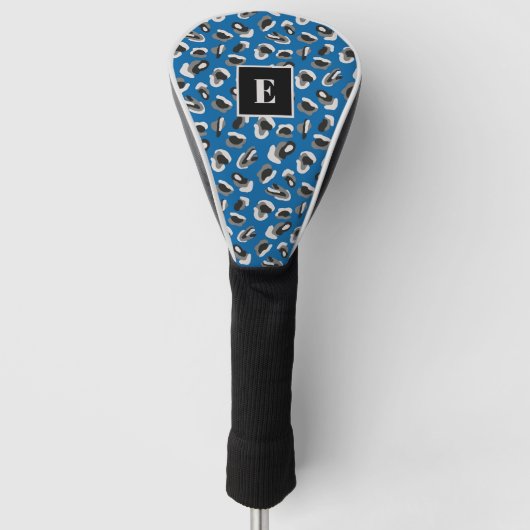 Bright Blue Animal Print Pattern Monogramed Golfheadcover (Voorkant)