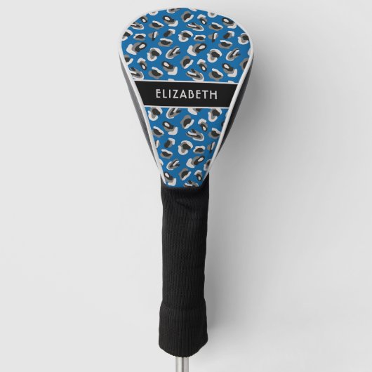 Bright Blue Animal Print Pattern op maat Golfheadcover (Voorkant)